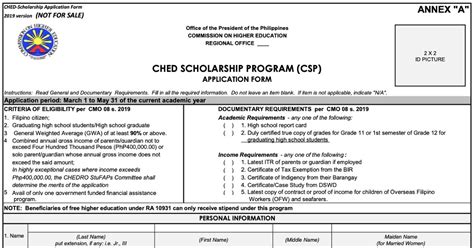 2020 ched scholarship application for.